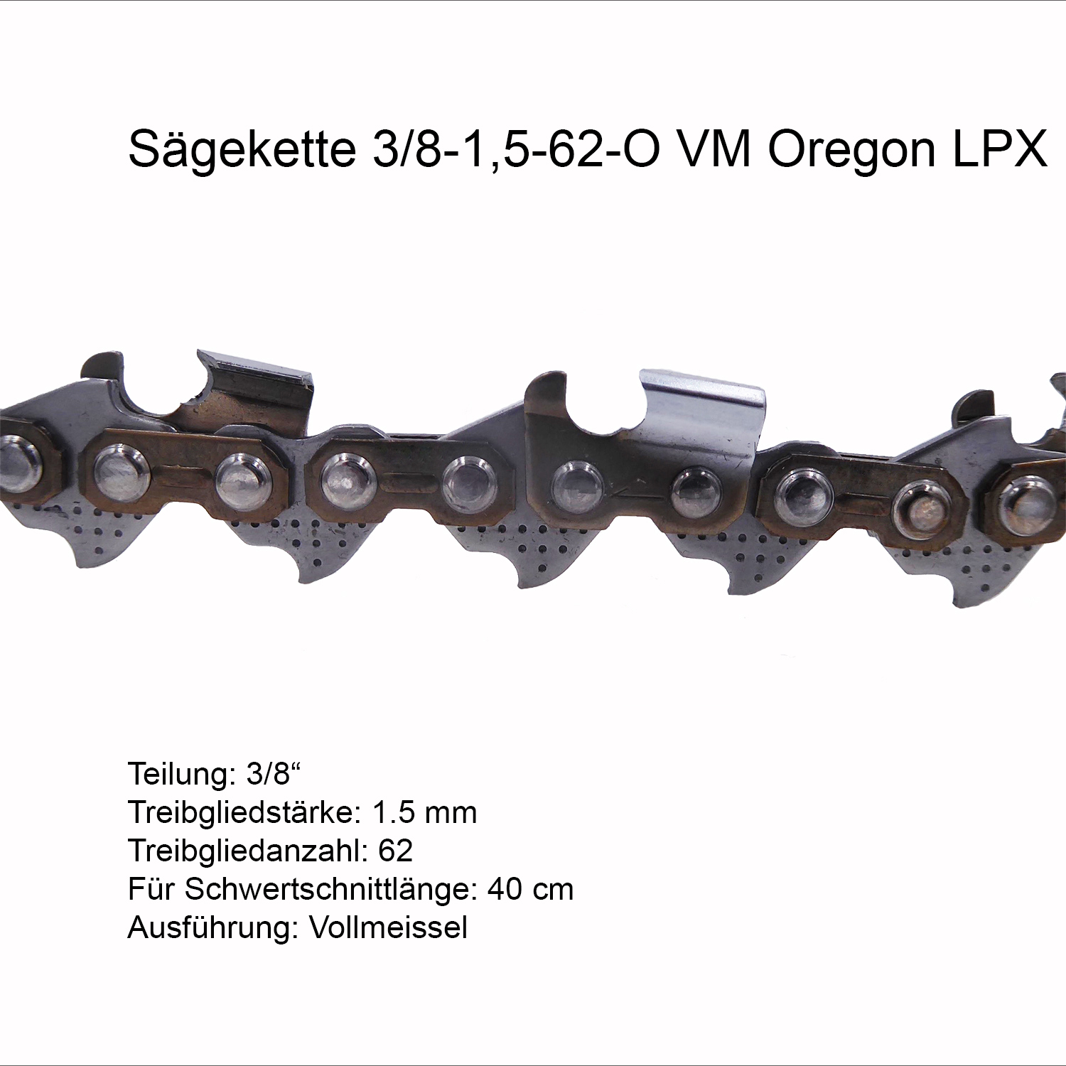 Oregon LPX Sägekette 3/8 1.5 mm 62 TG VM Ersatzkette