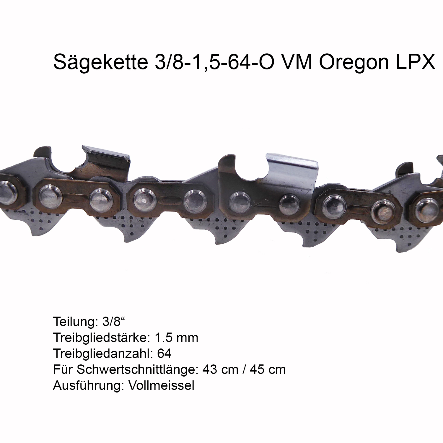 Oregon LPX Sägekette 3/8 1.5 mm 64 TG VM Ersatzkette