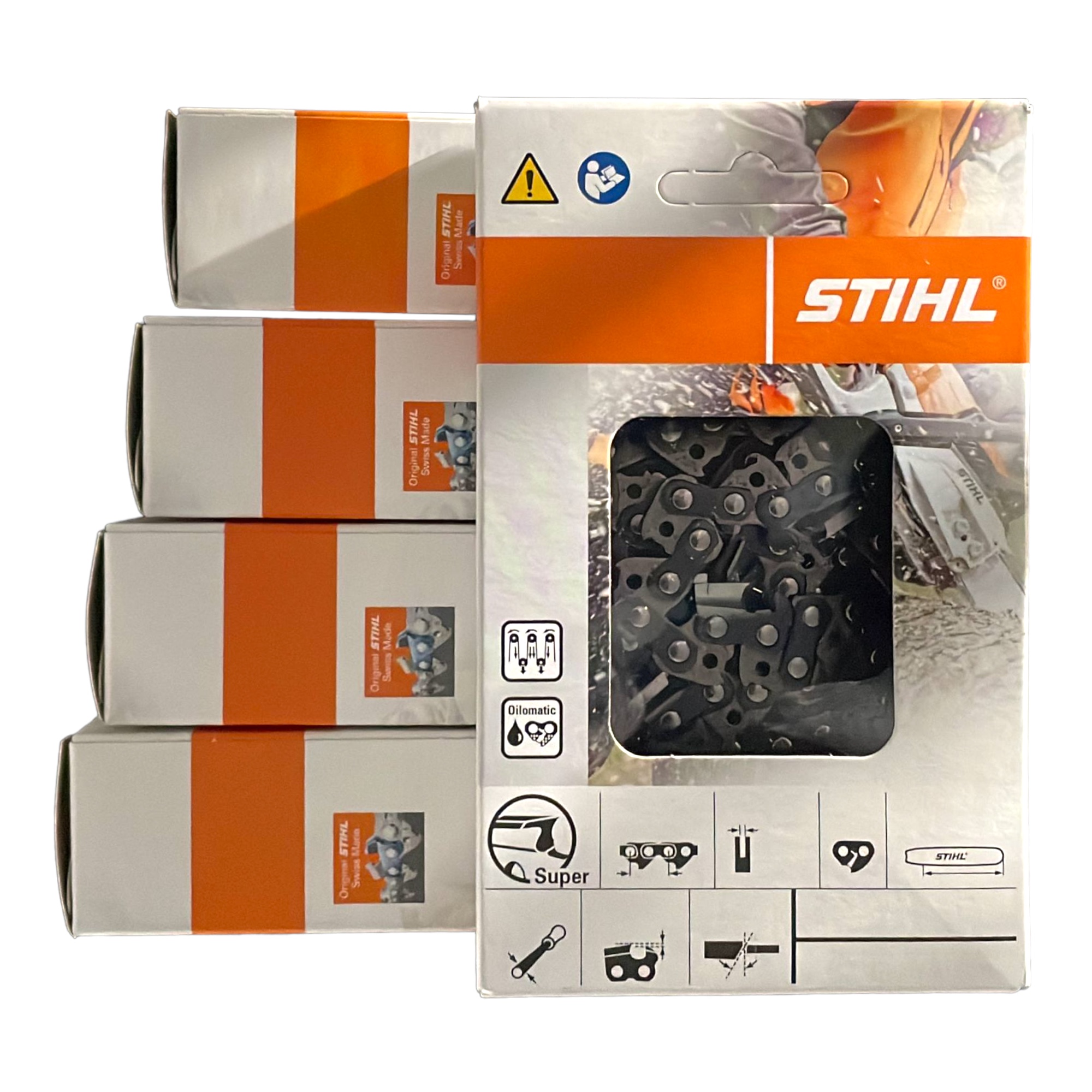 5 Stück Stihl Sägeketten Rapid Super (RS) 325 1.6mm 82 TG Vollmeissel