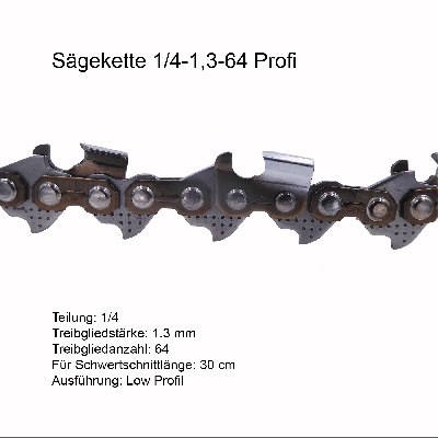 Profi Sägekette 1/4 1.3 mm 64 TG Ersatzkette