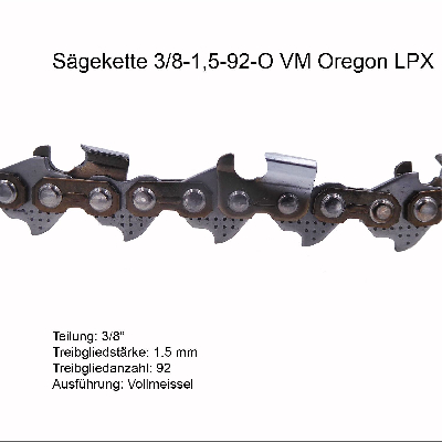 Oregon LPX Sägekette 3/8 1.5 mm 92 TG VM Ersatzkette