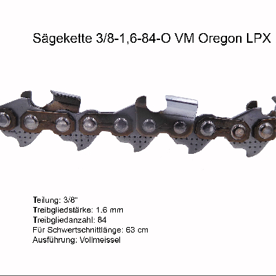Oregon 75LPX Sägekette 3/8 1.6 mm 84 TG VM Ersatzkette