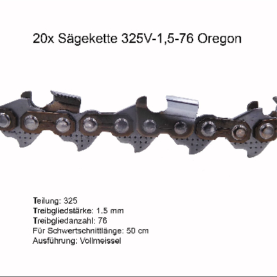 20 Stück Oregon Sägeketten 325 1.5 mm 76 TG Ersatzkette