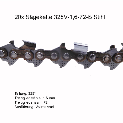 20 Stück Stihl RSC Sägekette 325 1.3 mm 72 TG Vollmeissel