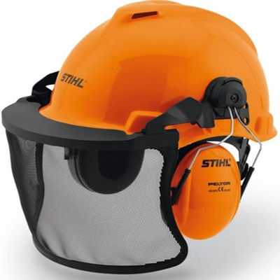 Stihl Helm Funktion, Universal, Orange- Einsteigermodell mit großem Nylonvisier